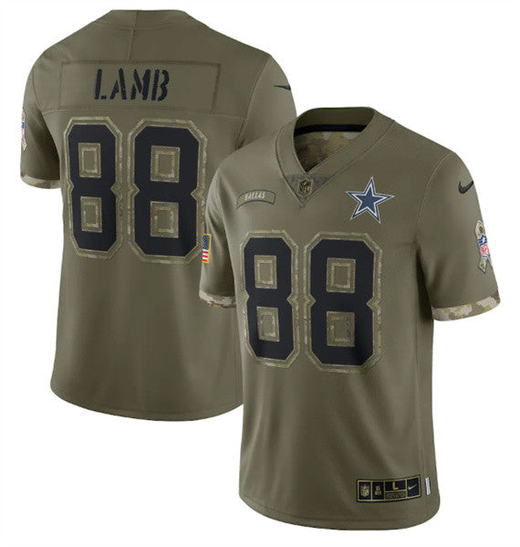 CeeDee Lamb Dallas Cowboys olive Salute To Service jersey