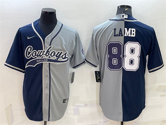 CeeDee Lamb Dallas Cowboys navy Split jersey
