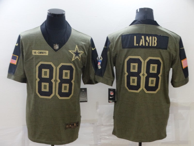 CeeDee Lamb Dallas Cowboys olive Salute To Service jersey