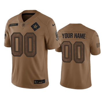 Custom Dallas Cowboys brown Salute To Service jersey
