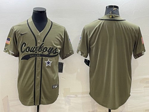 Custom Dallas Cowboys olive Salute To Service jersey