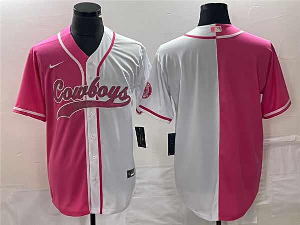 Custom Dallas Cowboys pink Split jersey