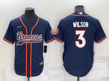 Russell Wilson Nvay Denver Broncos blue jersey