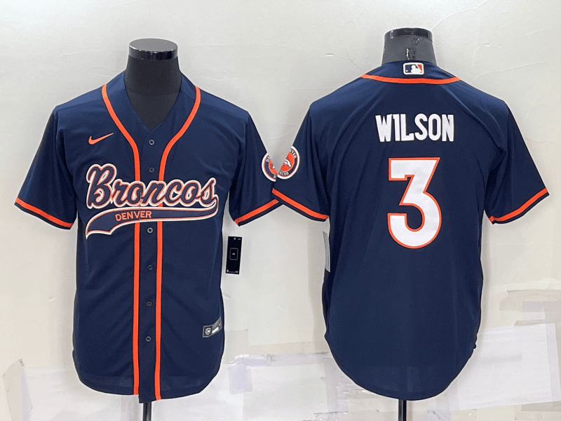 Russell Wilson Nvay Denver Broncos blue jersey