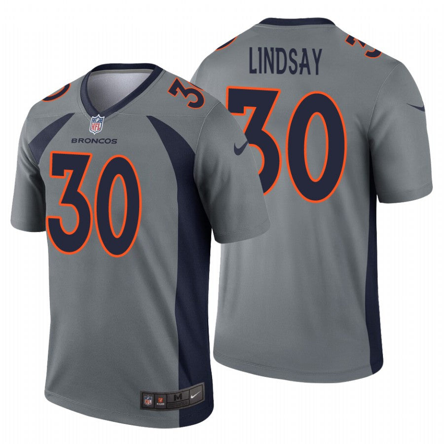 Phillip Lindsay Denver Broncos gray Inverted Legend jersey