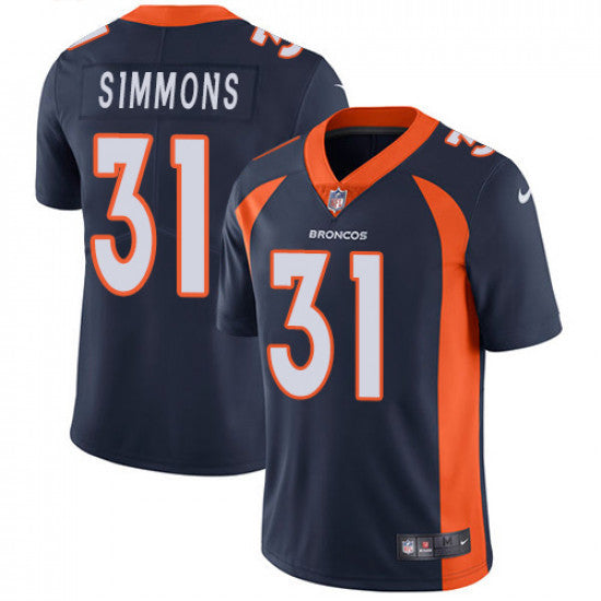 Justin Simmons Denver Broncos navy Vapor jersey