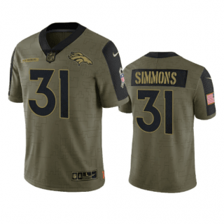 Justin Simmons Denver Broncos olive Salute To Service jersey