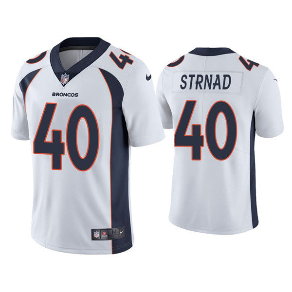 Justin Strnad Denver Broncos white Vapor jersey