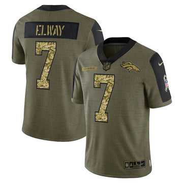 John Elway Denver Broncos olive Salute To Service jersey
