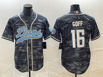 Jared Goff Detroit Lions gray Camo jersey