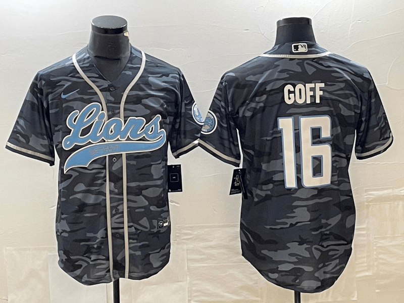 Jared Goff Detroit Lions grey Camo jersey