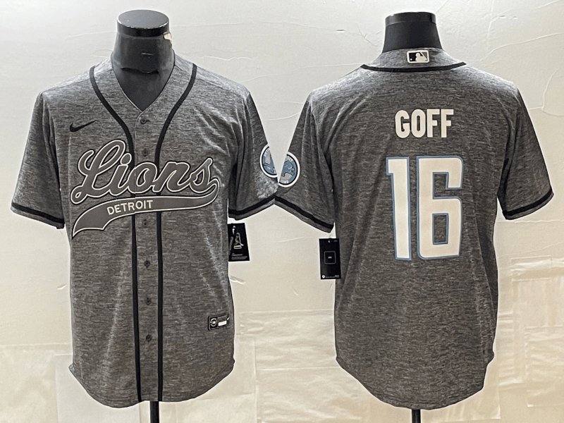 Jared Goff Detroit Lions grey jersey