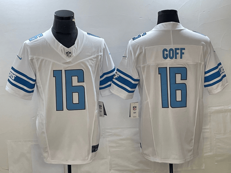 Jared Goff Detroit Lions white FUSE jersey