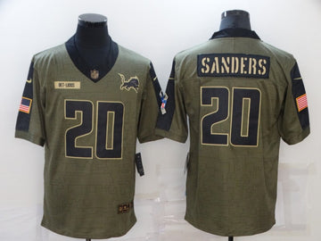 Barry Sanders Detroit Lions olive Salute To Service jersey