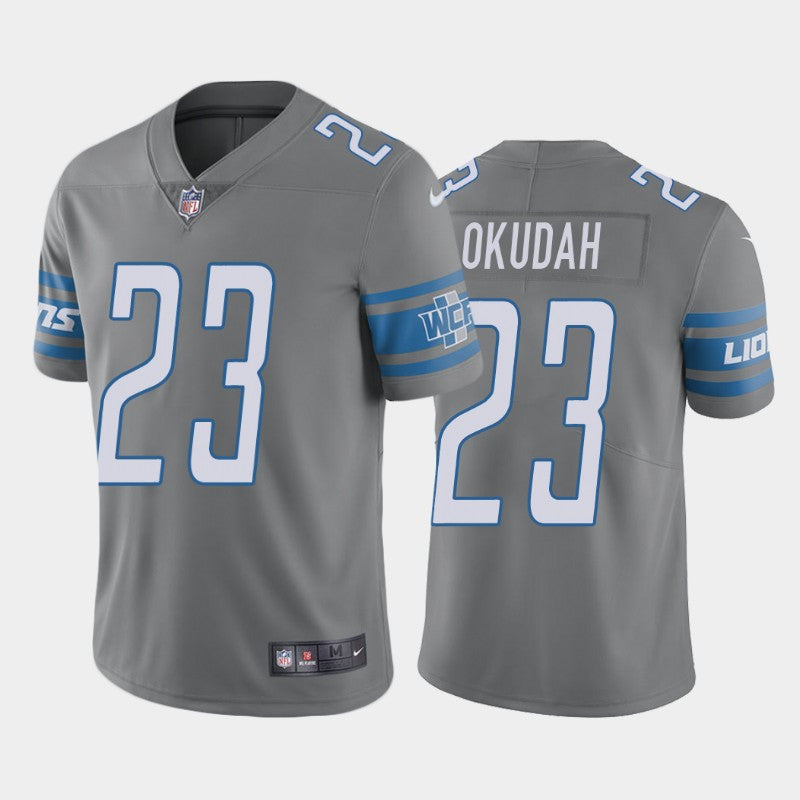 Jeff Okudah Detroit Lions grey Vapor jersey