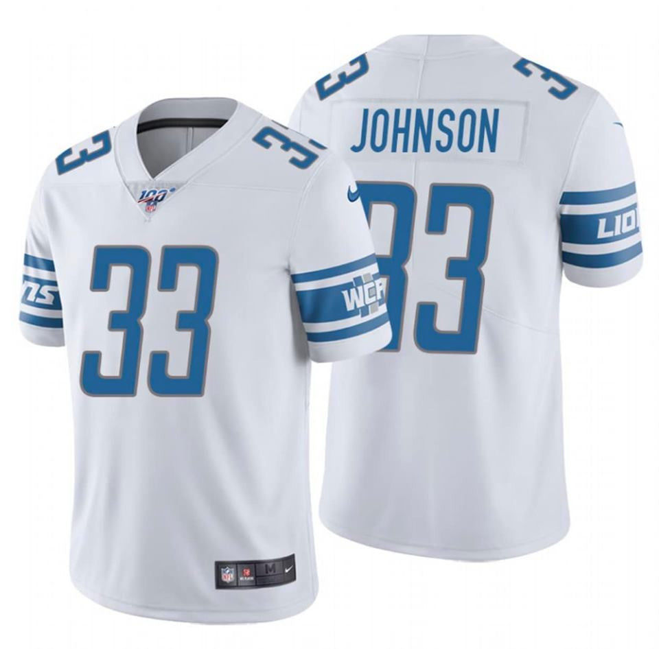 Kerryon Johnson Detroit Lions white Vapor jersey