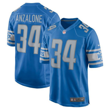 Alex Anzalone Detroit Lions blue Game jersey