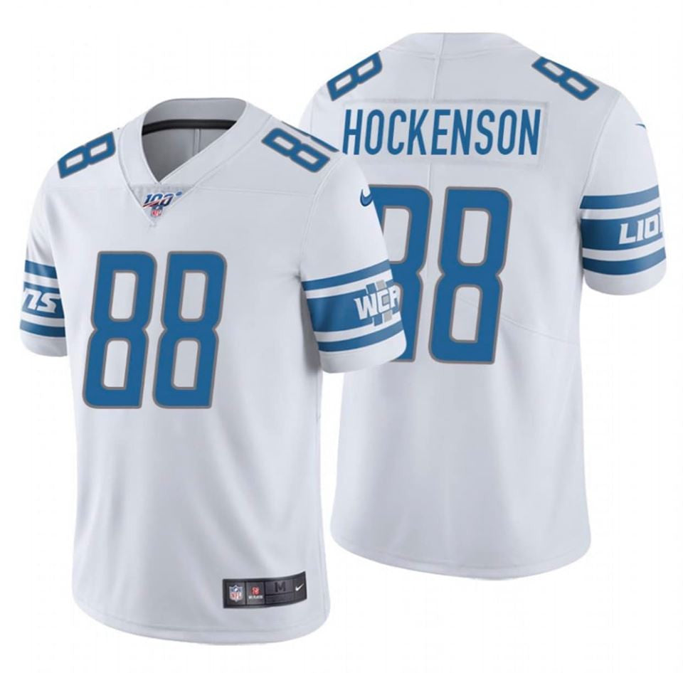T.J. Hockenson Detroit Lions white Vapor jersey