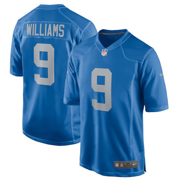 Jameson Williams Detroit Lions blue Game jersey