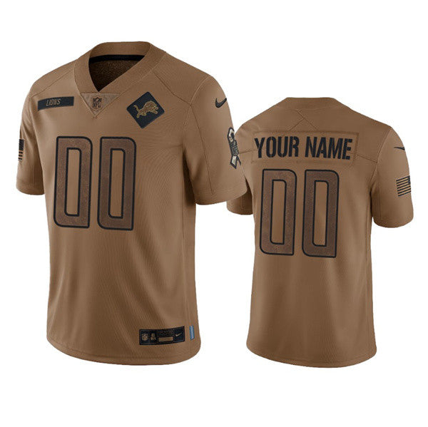 Custom Detroit Lions brown Salute To Service jersey