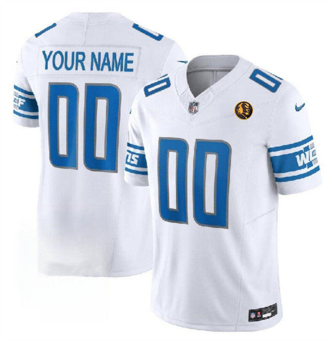 Custom Detroit Lions white Vapor jersey