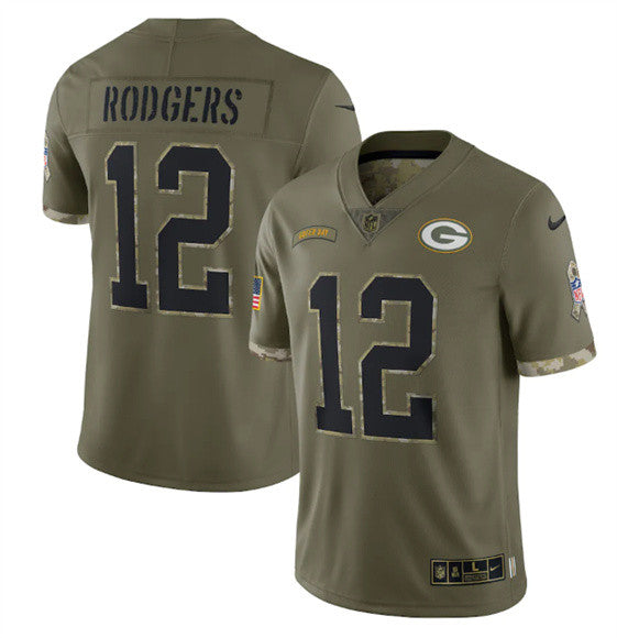 Aaron Rodgers Green Bay Packers olive Salute To Service jersey