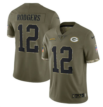 Aaron Rodgers Green Bay Packers olive Salute To Service jersey