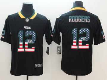 Aaron Rodgers Green Bay Packers black Color Rush jersey