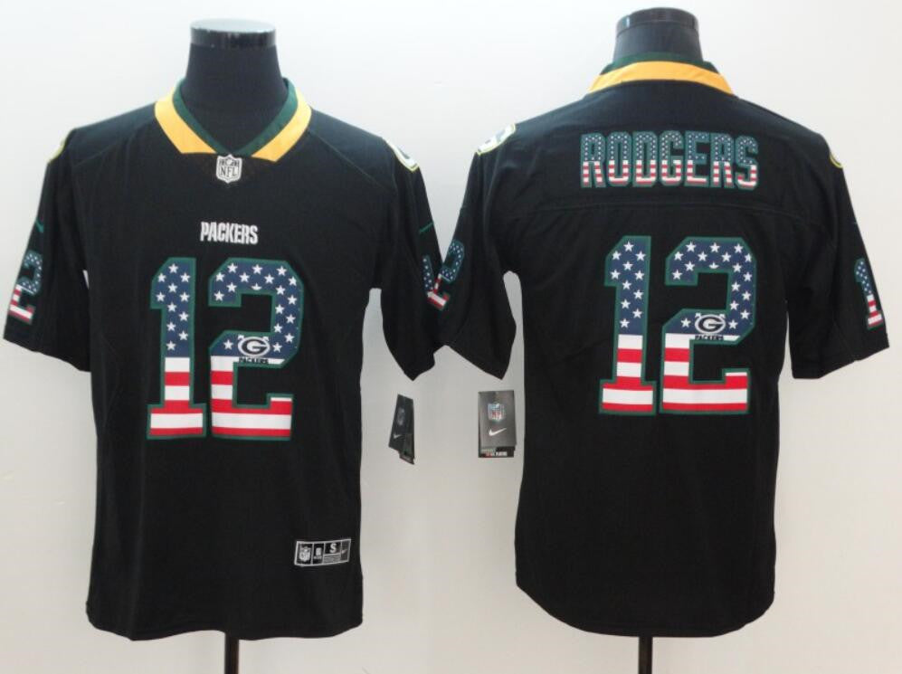 Aaron Rodgers Green Bay Packers black Color Rush jersey