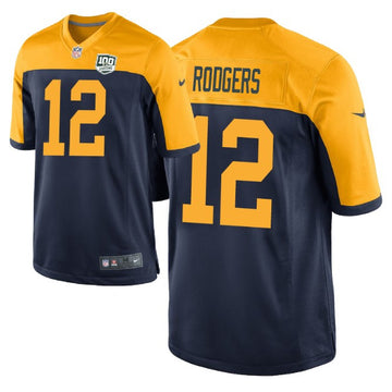 Aaron Rodgers Green Bay Packers navy Game jersey