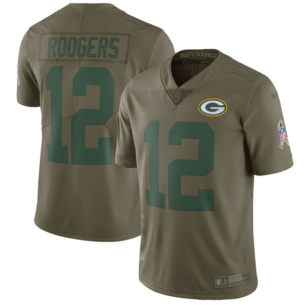 Aaron Rodgers Green Bay Packers olive Salute To Service jersey