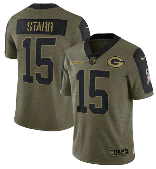 Bart Starr Green Bay Packers olive Salute To Service jersey