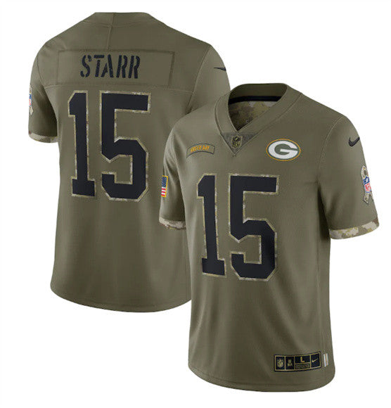 Bart Starr Green Bay Packers olive Salute To Service jersey