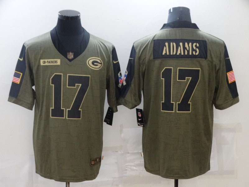 Davante Adams Green Bay Packers olive Salute To Service jersey