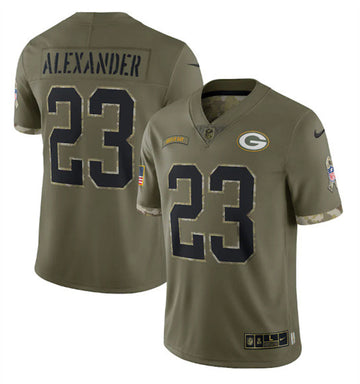 Jaire Alexander Green Bay Packers olive Salute To Service jersey