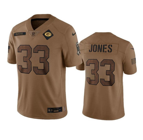 Aaron Jones Green Bay Packers brown Salute To Service jersey