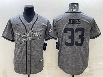 Aaron Jones Green Bay Packers gray jersey