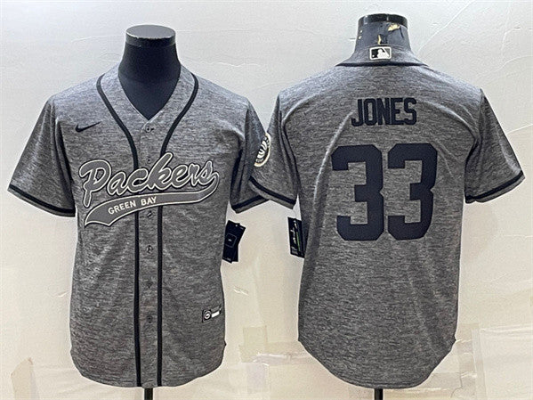 Aaron Jones Green Bay Packers gray jersey