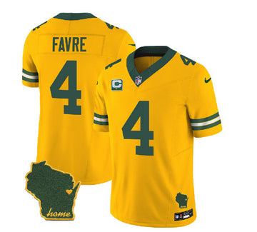 Brett Favre Green Bay Packers gold Untouchable jersey