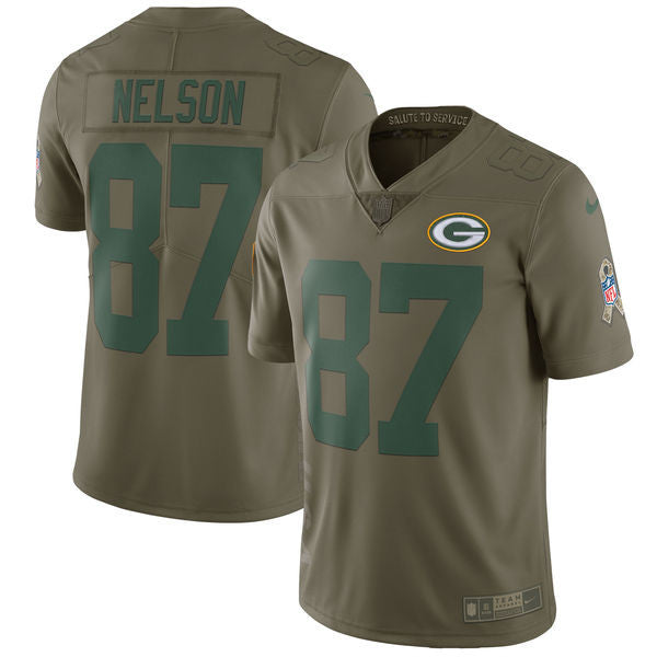 Jordy Nelson Green Bay Packers olive Salute To Service jersey