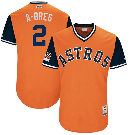 Alex Bregman A-Breg Majestic Houston Astros orange jersey