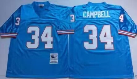 Tennessee Titans Earl Campbell Mitchell Ness Tennessee Titans blue Throwback jersey