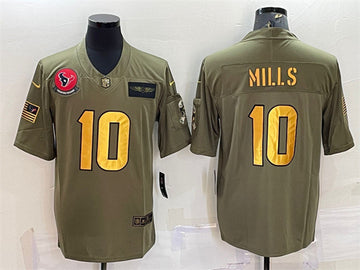 Davis Mills Houston Texans olive Salute To Service jersey