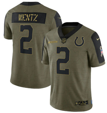 Carson Wentz Indianapolis Colts olive Salute To Service jersey