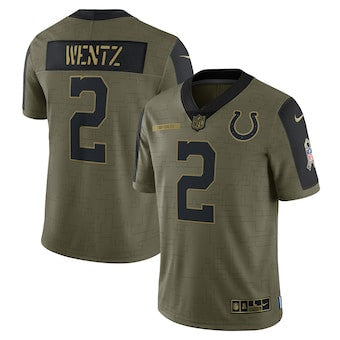 Carson Wentz Indianapolis Colts olive Salute To Service jersey