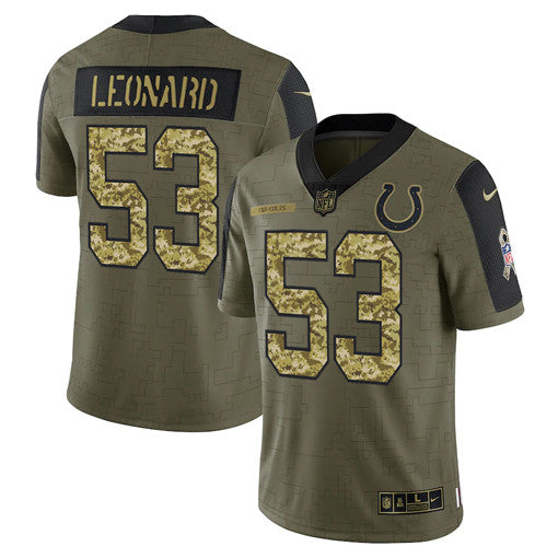 Darius Leonard Indianapolis Colts olive Salute To Service jersey