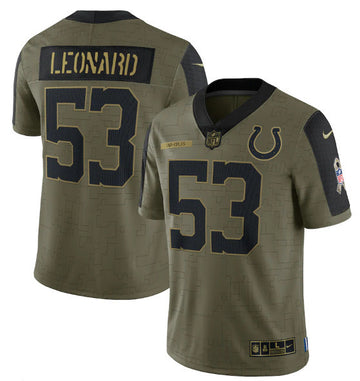 Darius Leonard Indianapolis Colts olive Salute To Service jersey