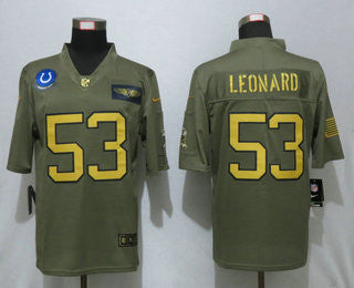 Darius Leonard Indianapolis Colts olive Salute To Service jersey