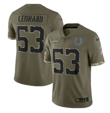 Shaquille Leonard Indianapolis Colts olive Salute To Service jersey