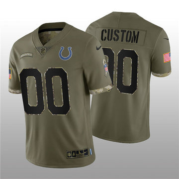 Custom Indianapolis Colts olive Salute To Service jersey